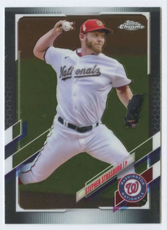 2021 Topps Chrome #176 Stephen Strasburg Baseball Card from the Washington Nationals