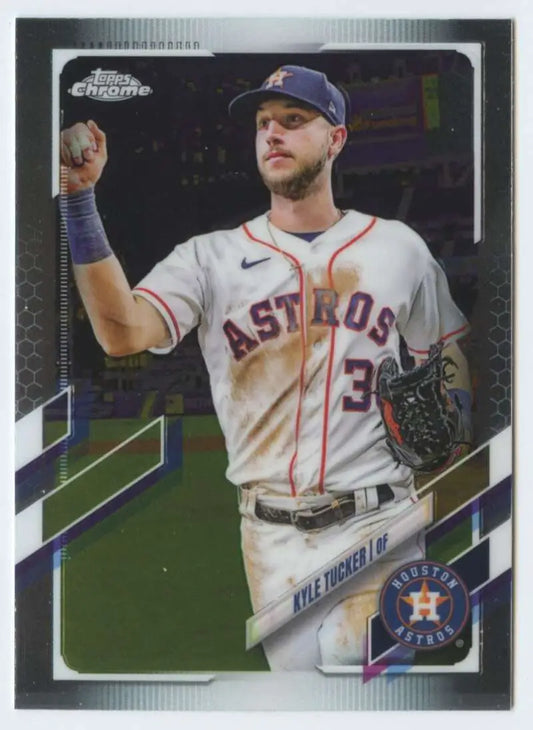 Baseball trading card of Kyle Tucker in Houston Astros jersey from Topps Chrome