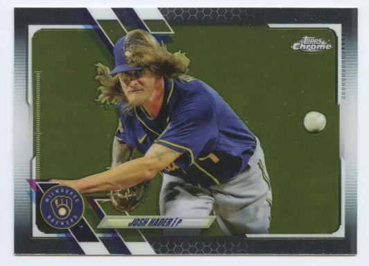 Josh Hader 2021 Topps Chrome #212 baseball card for Milwaukee Brewers collectors