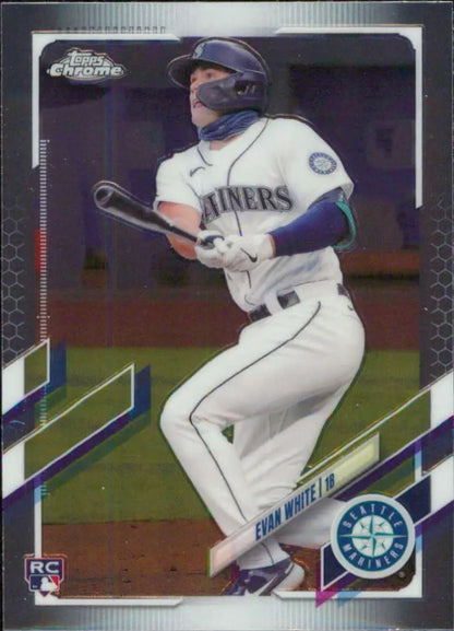 2021 Topps Chrome #61 Evan White Rookie Seattle Mariners Baseball Card NM-MT