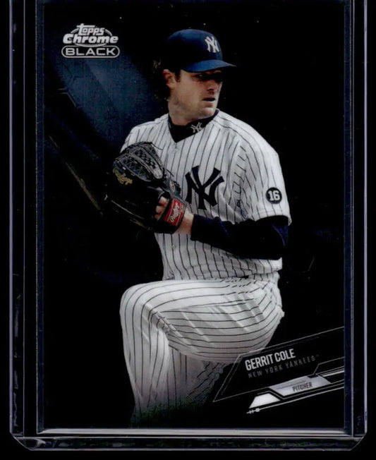 Baseball trading card of Gerrit Cole in New York Yankees pinstripe uniform