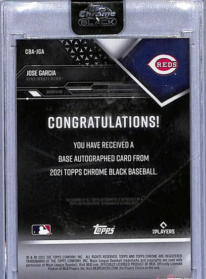 2021 Topps Chrome Black Autographs Jose Garcia Cincinnati Reds baseball card