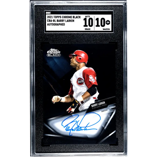 2021 Topps Chrome Black #CBA-BL Barry Larkin SGC 10 Gem Auto Cincinnati Reds Baseball Card