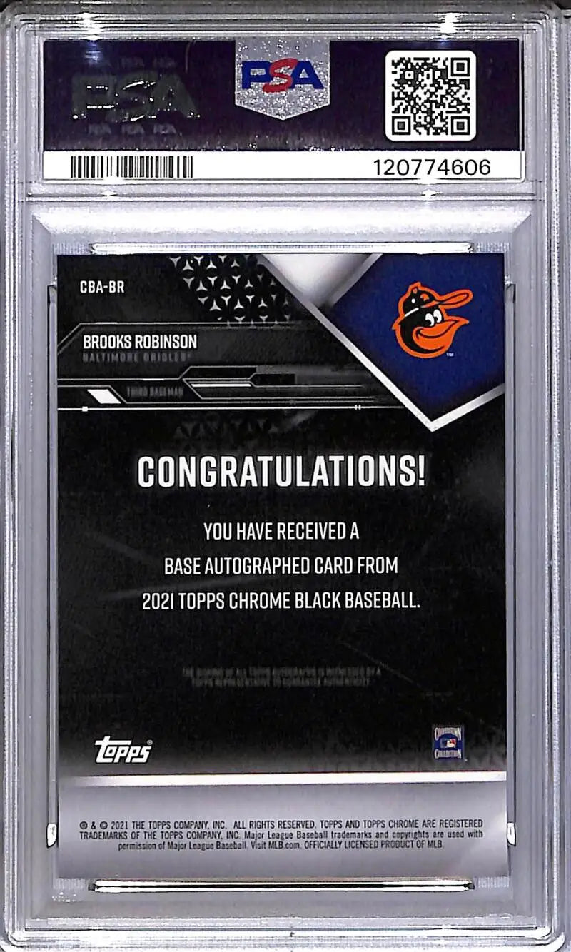 2021 Topps Chrome Black Brooks Robinson autographed card PSA 10 GEM MINT Baltimore Orioles
