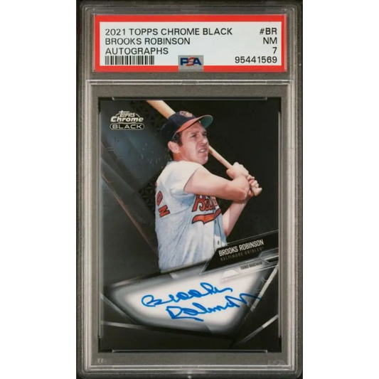 2021 Topps Chrome Black #CBA-BR Brooks Robinson PSA 7 NM Auto Baltimore Orioles Baseball Card