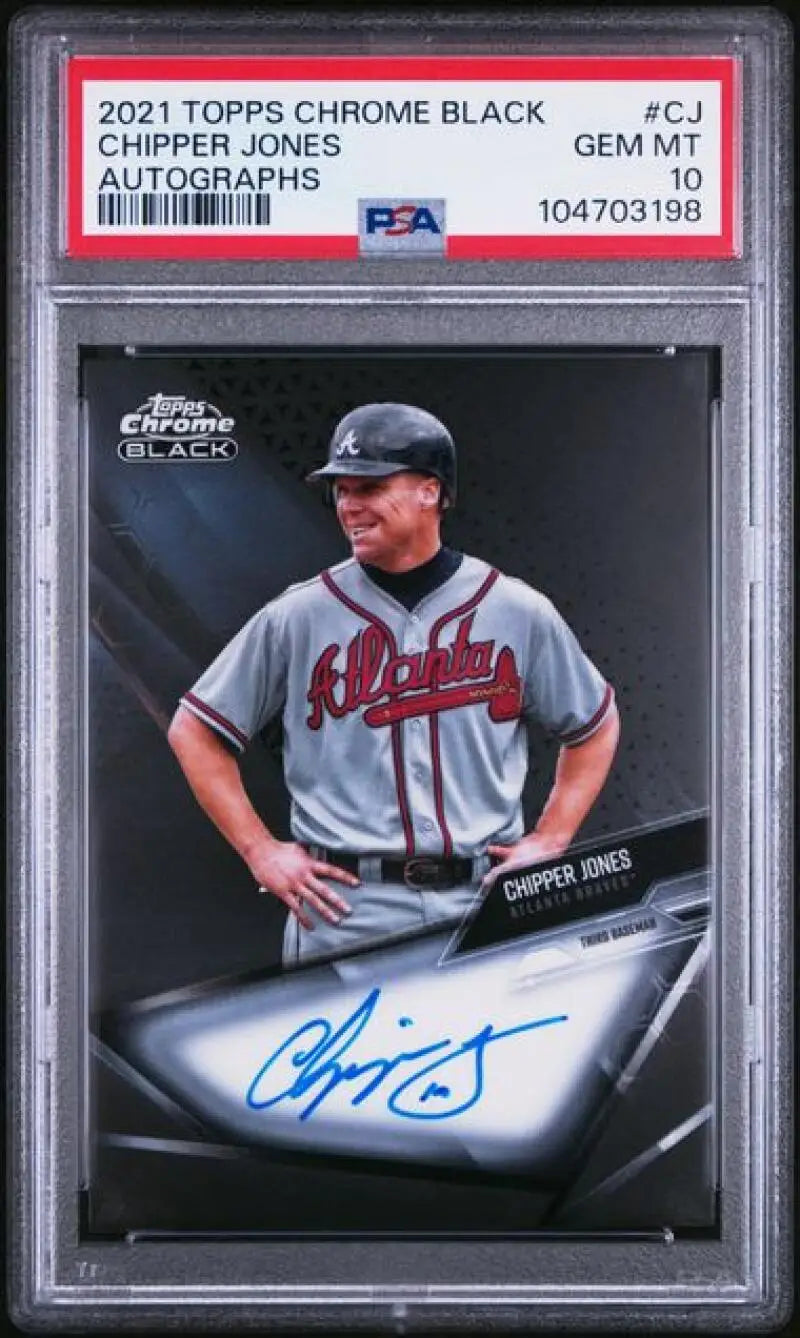 Graded Chipper Jones autographed baseball card for Atlanta Braves PSA 10 GEM MINT