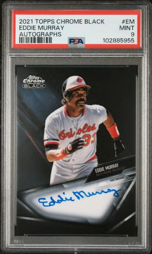 Graded Eddie Murray autographed Topps Chrome Black baseball card PSA 9 Mint