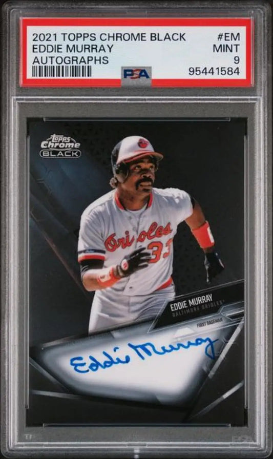 PSA-graded 2021 Topps Chrome Black Eddie Murray autographed baseball card