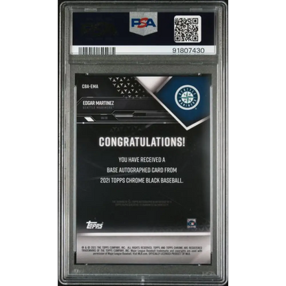 2021 Topps Chrome Black #CBA-EMA Edgar Martinez PSA 10 GEM MINT Auto Seattle Mariners Baseball Card Image 2