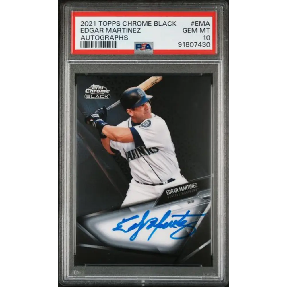 2021 Topps Chrome Black #CBA-EMA Edgar Martinez PSA 10 GEM MINT Auto Seattle Mariners Baseball Card Image 1