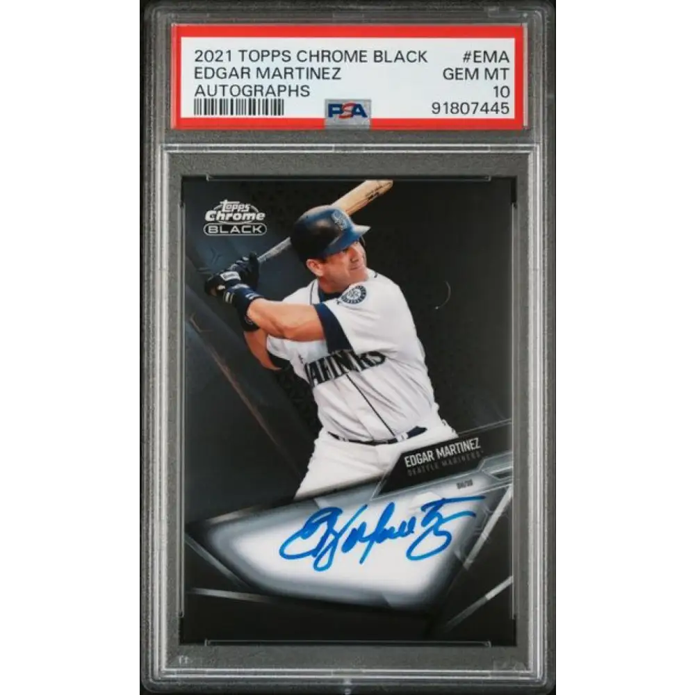 2021 Topps Chrome Black #CBA-EMA Edgar Martinez PSA 10 GEM MINT Auto Seattle Mariners Baseball Card Image 1