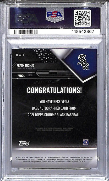 PSA-graded 2021 Topps Chrome Black Frank Thomas White Sox autographed card