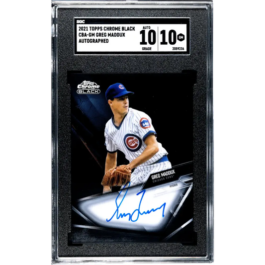 2021 Topps Chrome Black #CBA-GM Greg Maddux SGC 10 Gem Auto Chicago Cubs Baseball Card