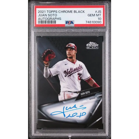 2021 Topps Chrome Black #CBA-JS Juan Soto PSA 10 GEM MINT Auto Washington Nationals Baseball Card