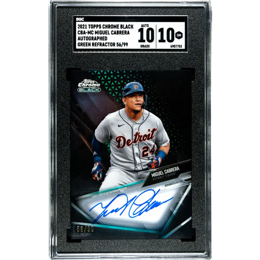 2021 Topps Chrome Black #CBA-MC Miguel Cabrera SGC 10 Gem Auto 56/99 Detroit Tigers Baseball Card