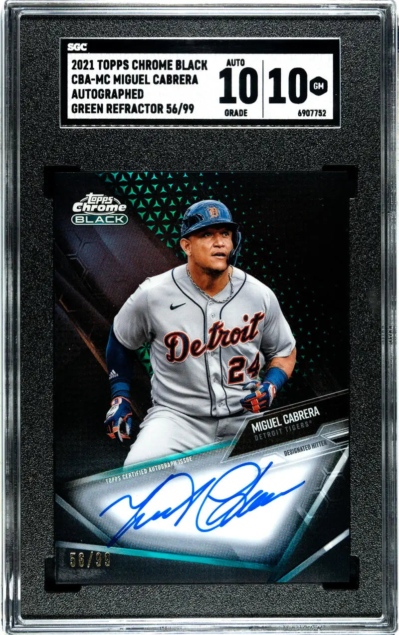 2021 Topps Chrome Black Miguel Cabrera SGC 10 Gem Auto Detroit Tigers Baseball Card
