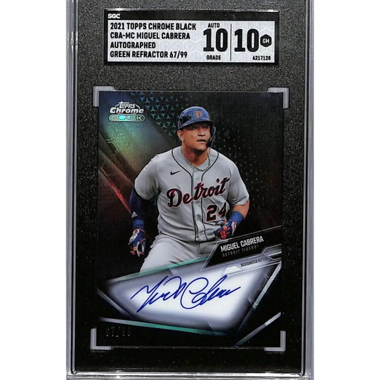 2021 Topps Chrome Black #CBA-MC Miguel Cabrera SGC 10 Gem Auto 67/99 Detroit Tigers Baseball Card