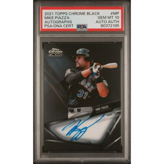 2021 Topps Chrome Black #CBA-MP Mike Piazza PSA 10 GEM MINT Auto New York Mets Baseball Card