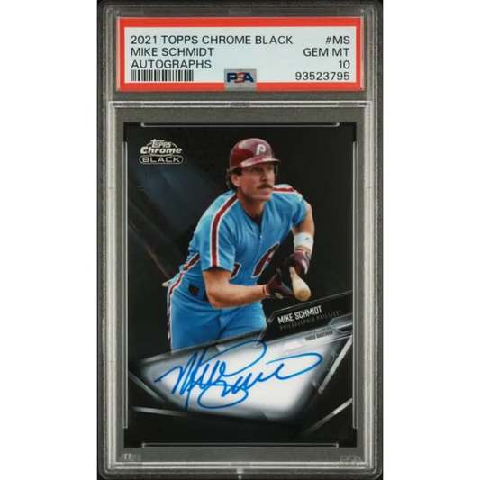 2021 Topps Chrome Black #CBA-MS Mike Schmidt PSA 10 GEM MINT Auto Philadelphia Phillies Baseball Card