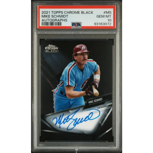 2021 Topps Chrome Black #CBA-MS Mike Schmidt PSA 10 GEM MINT Auto Philadelphia Phillies Baseball Card
