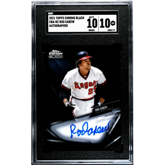 2021 Topps Chrome Black #CBA-RC Rod Carew SGC 10 Gem Auto California Angels Baseball Card