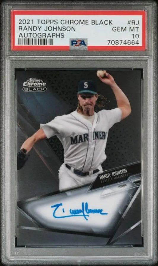 PSA 10 GEM MINT Auto 2021 Topps Chrome Black Randy Johnson Seattle Mariners Baseball Card