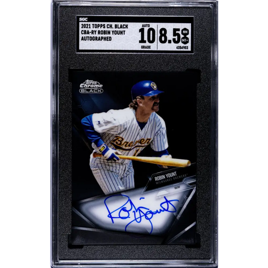 2021 Topps Chrome Black #CBA-RY Robin Yount SGC 8.5 NM/MT+ Auto Milwaukee Brewers Baseball Card