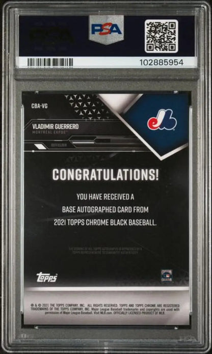 Graded Vladimir Guerrero Topps Chrome Black PSA 10 GEM MINT Auto Baseball Card