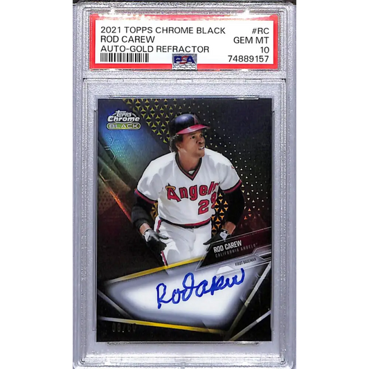 2021 Topps Chrome Black Gold #CBA-RC Rod Carew PSA 10 GEM MINT Auto 09/50 California Angels
