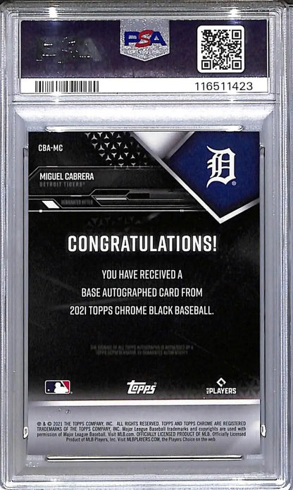2021 Topps Chrome Black Green #CBA-MC Miguel Cabrera PSA 10 GEM MINT Auto 71/99 Detroit Tigers - Baseball Card