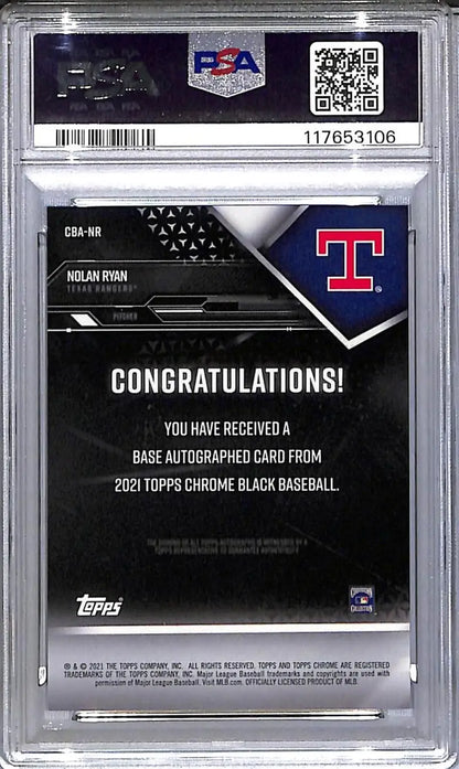 Graded Nolan Ryan 2021 Topps Chrome Black baseball card Texas Rangers PSA 10 GEM MINT
