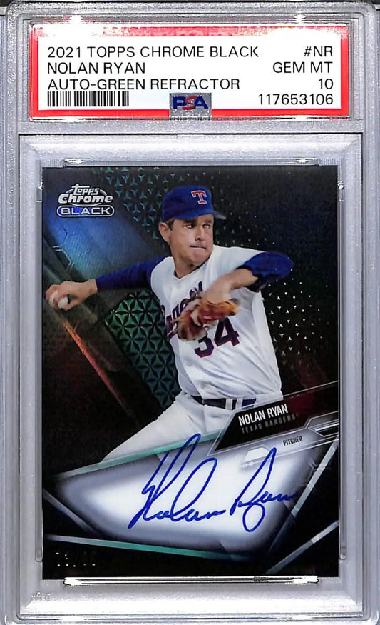 Nolan Ryan 2021 Topps Chrome Black autograph card graded Gem Mint 10 Texas Rangers