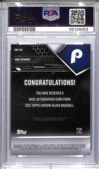 2021 Topps Chrome Black Orange #CBA-MS Mike Schmidt PSA 10 GEM MINT Auto 1/25 Philadelphia Phillies