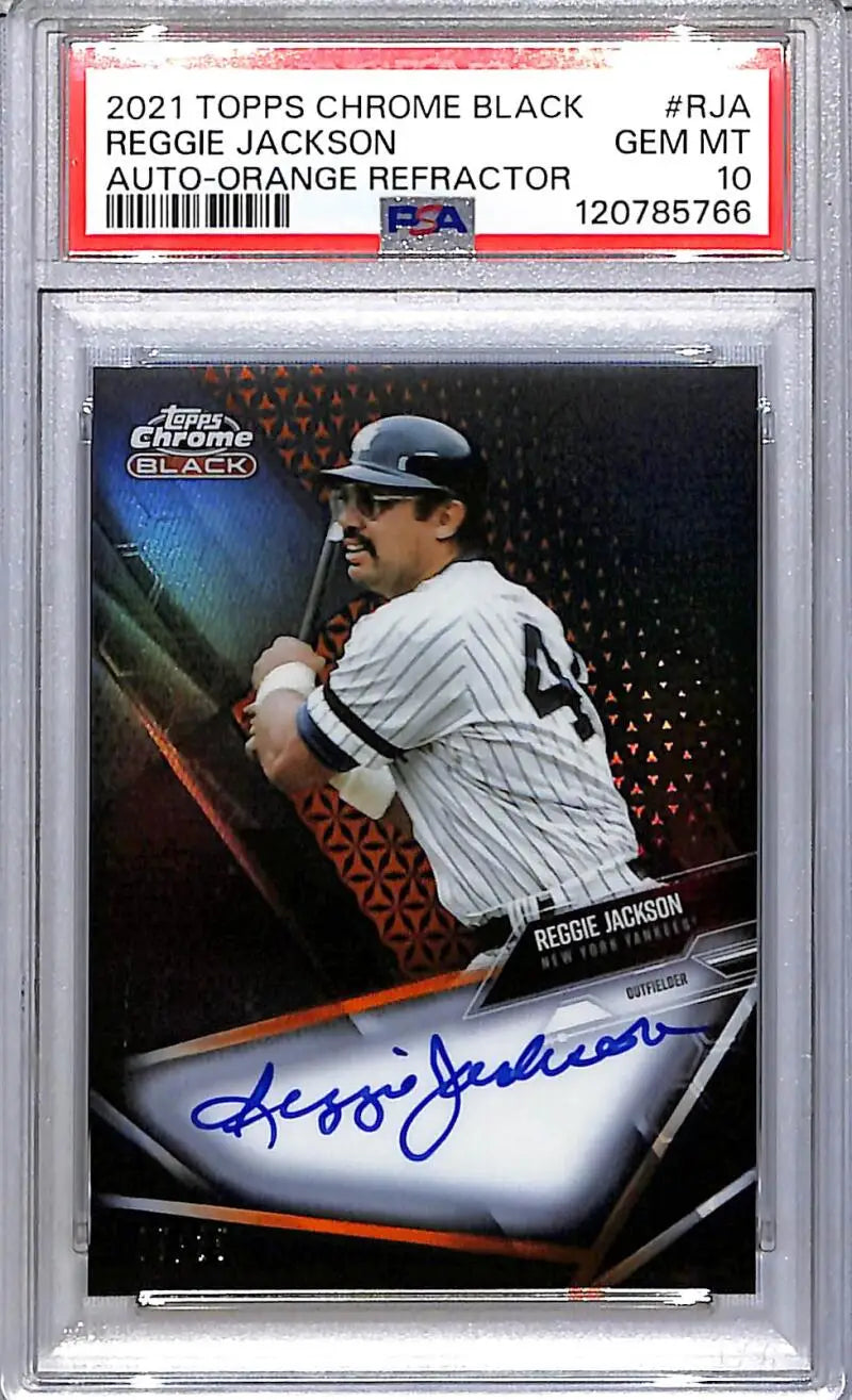 Reggie Jackson 2021 Topps Chrome Black Orange Auto Refractor Gem Mint PSA 10