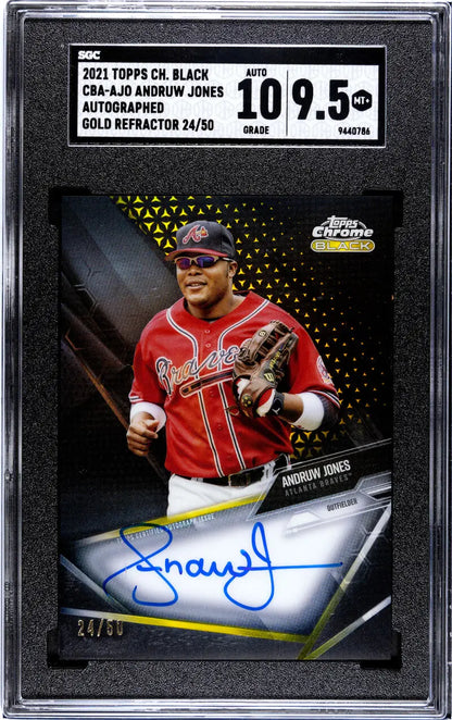 Graded Andruw Jones Atlanta Braves Black Refractor autograph baseball card in holder