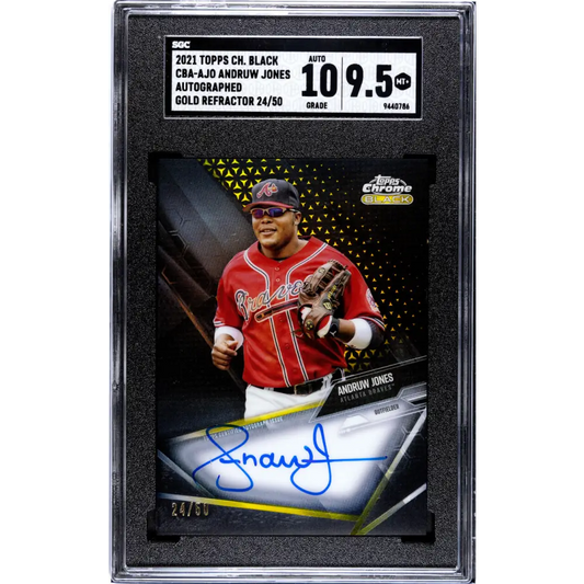 2021 Topps Chrome Black Refractor Gold #CBA-AJO Andruw Jones SGC 9.5 MINT+ Auto 24/50 Atlanta Braves Baseball Card
