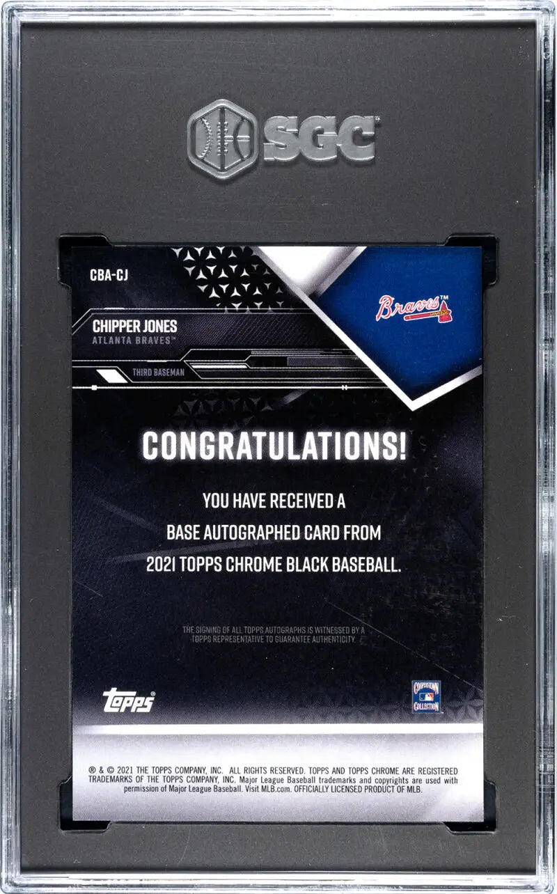 2021 Topps Chrome Black Chipper Jones Autographed Baseball Card for Atlanta Braves