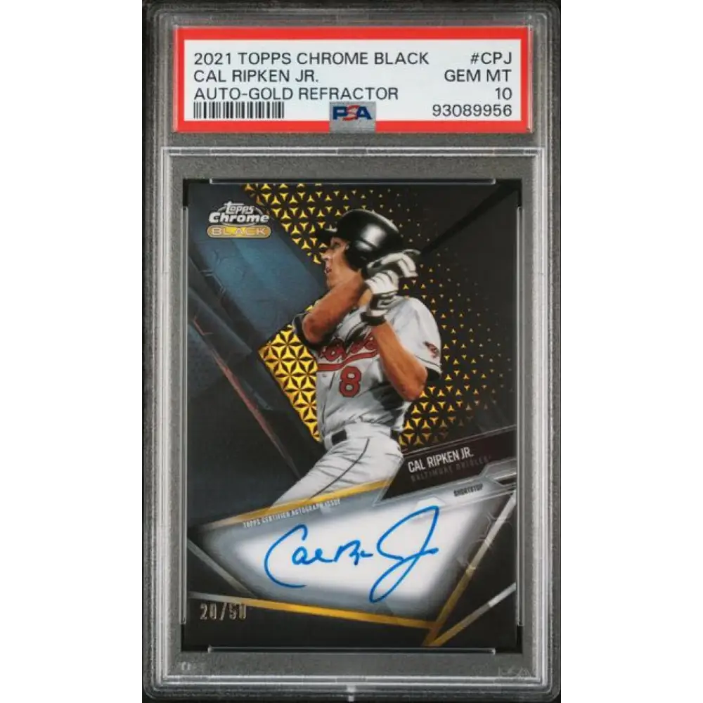 2021 Topps Chrome Black Refractor Gold #CBA-CPJ Cal Ripken Jr. PSA 10 GEM MINT Auto 20/50 Baltimore Orioles Baseball Card