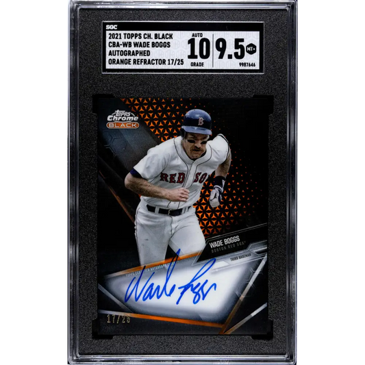 2021 Topps Chrome Black Refractor Orange #CBA-WB Wade Boggs SGC 9.5 MINT+ Auto 17/25 Boston Red Sox Baseball Card