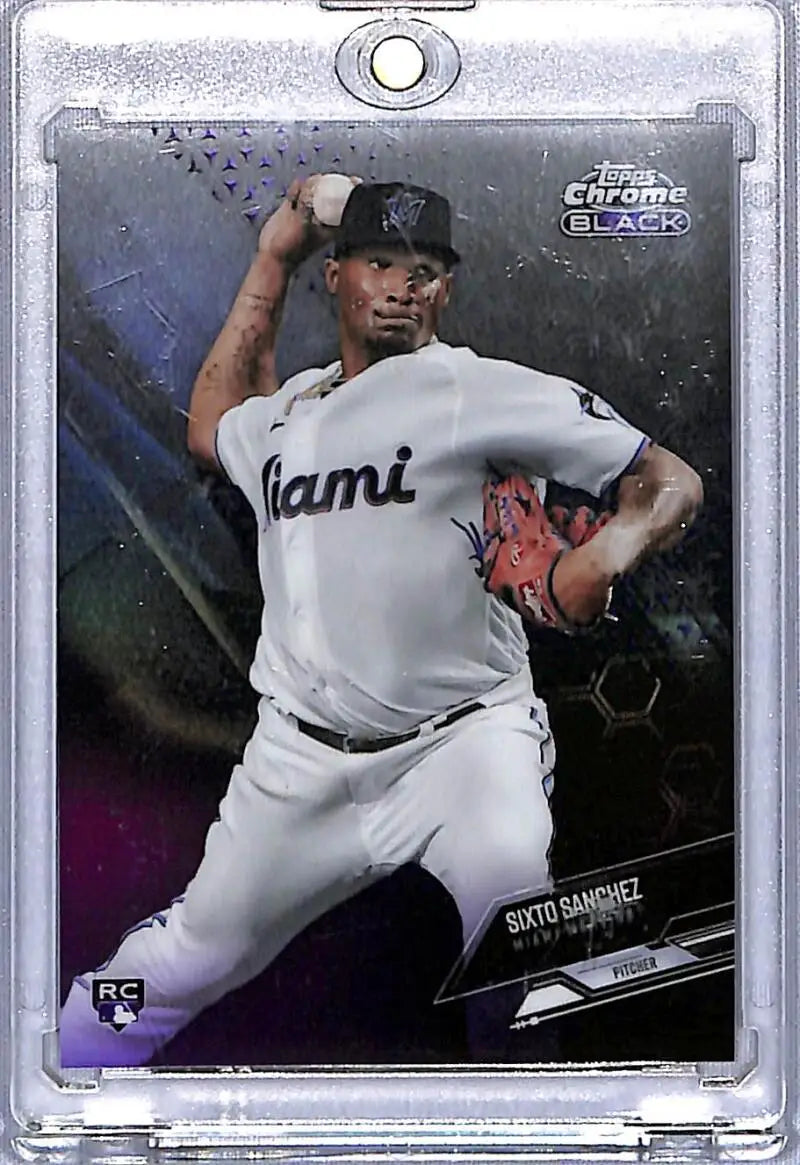 2021 Topps Chrome Black Refractor Purple Sixto Sanchez Rookie Baseball Card 035/150