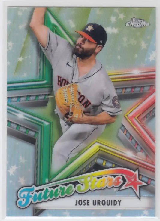 Baseball card of Jose Urquidy in gray road uniform for Houston Astros Future Stars