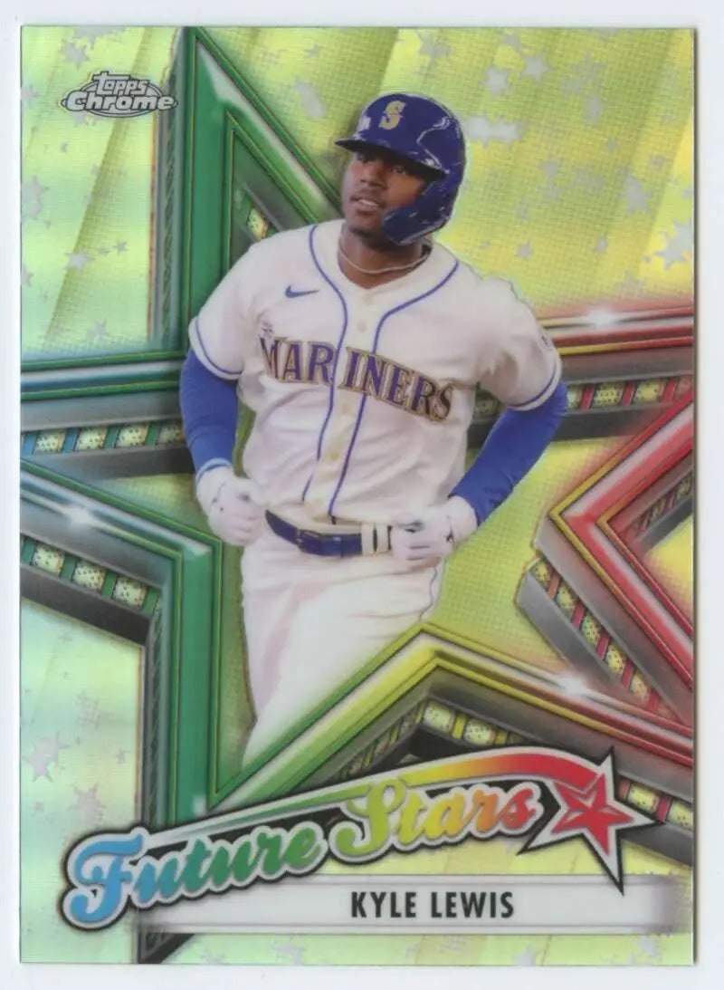Baseball trading card of Kyle Lewis, Seattle Mariners Future Stars in white uniform