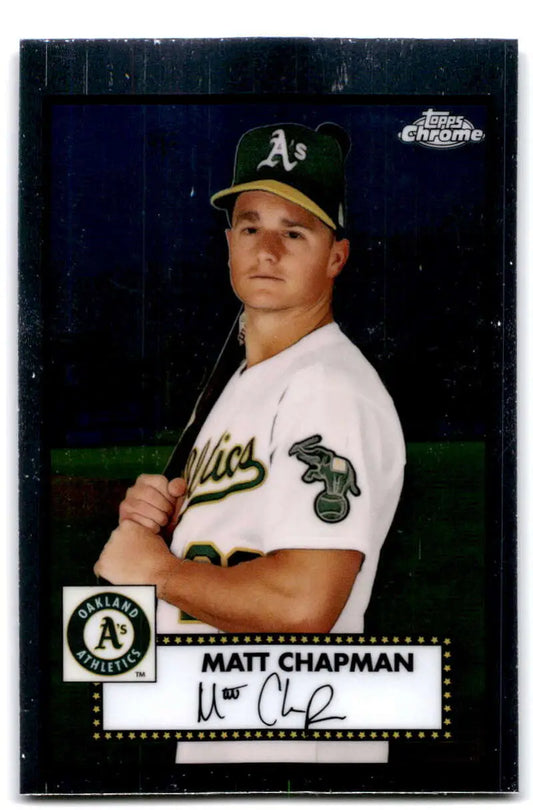 Topps Chrome baseball card of Matt Chapman in Oakland Athletics home jersey
