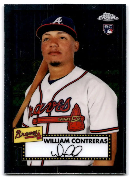 Baseball card of William Contreras in Atlanta Braves white jersey from Topps Chrome
