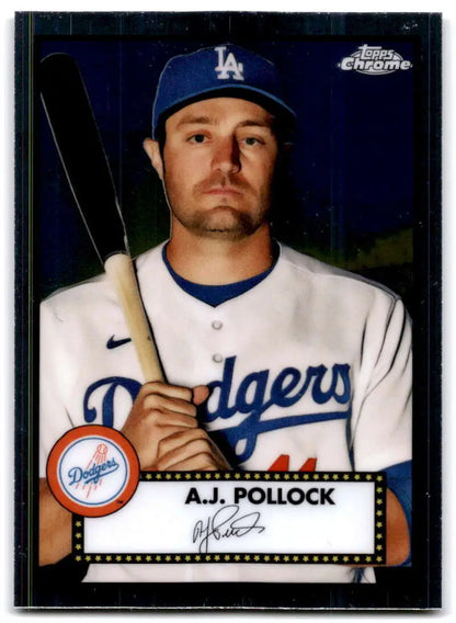 Los Angeles Dodgers A.J. Pollock Topps Chrome trading card in home uniform