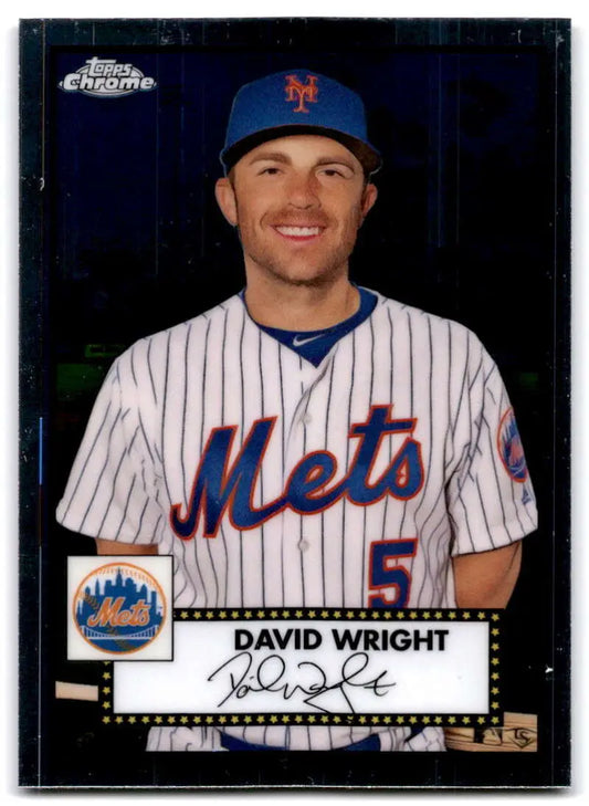 David Wright New York Mets jersey number 5 on 2021 Topps Chrome Platinum card