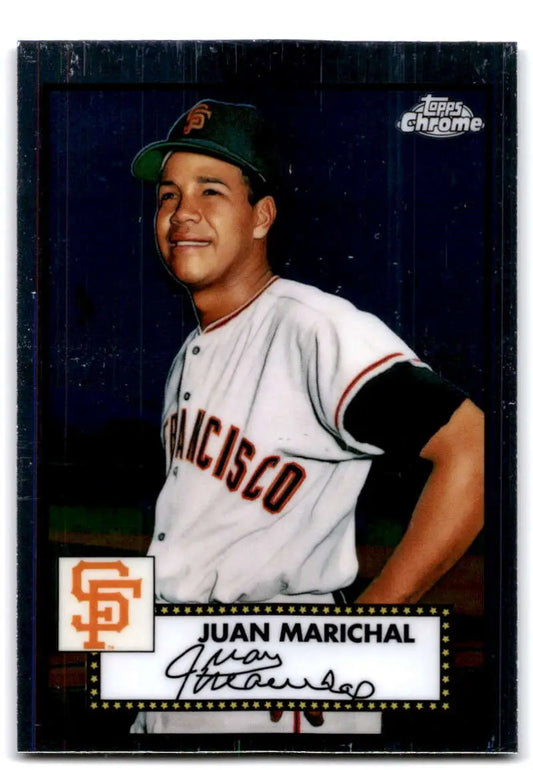 Baseball card of Juan Marichal in San Francisco Giants uniform, Topps Chrome Platinum Anniversary