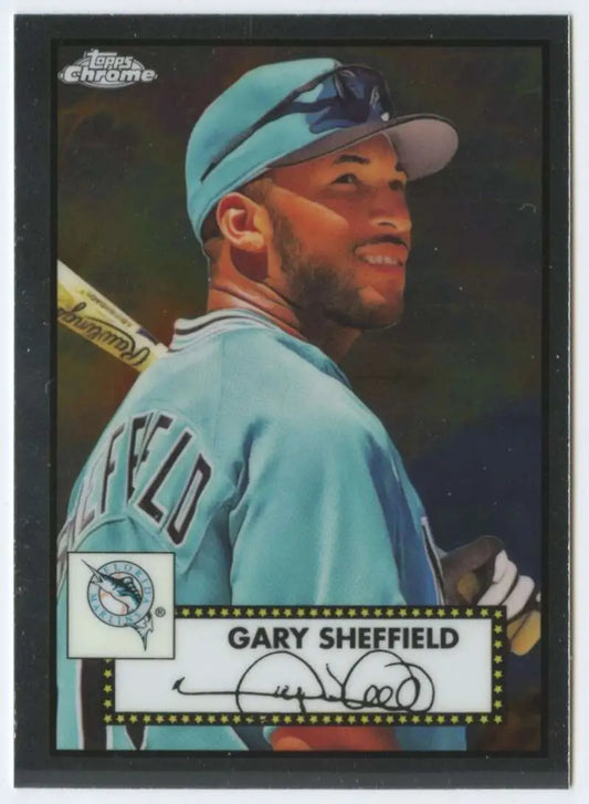 Gary Sheffield Florida Marlins card from 2021 Topps Chrome Platinum Anniversary