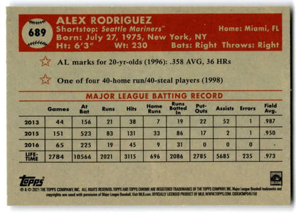 Baseball card of Alex Rodriguez’s batting stats displayed on Topps Chrome Platinum card