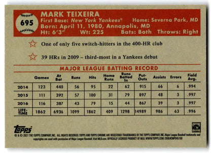 Mark Teixeira 2014-2016 batting stats on Topps Chrome Platinum Anniversary card
